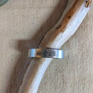 Pewter Cuff Bracelet with Symbols